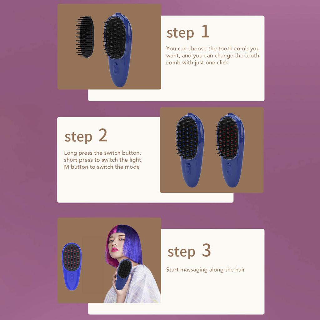 Electric Scalp Massager Brush Vibration Red Blue LED Fatigue Relief Promote Hair Growth Hair Massage Comb