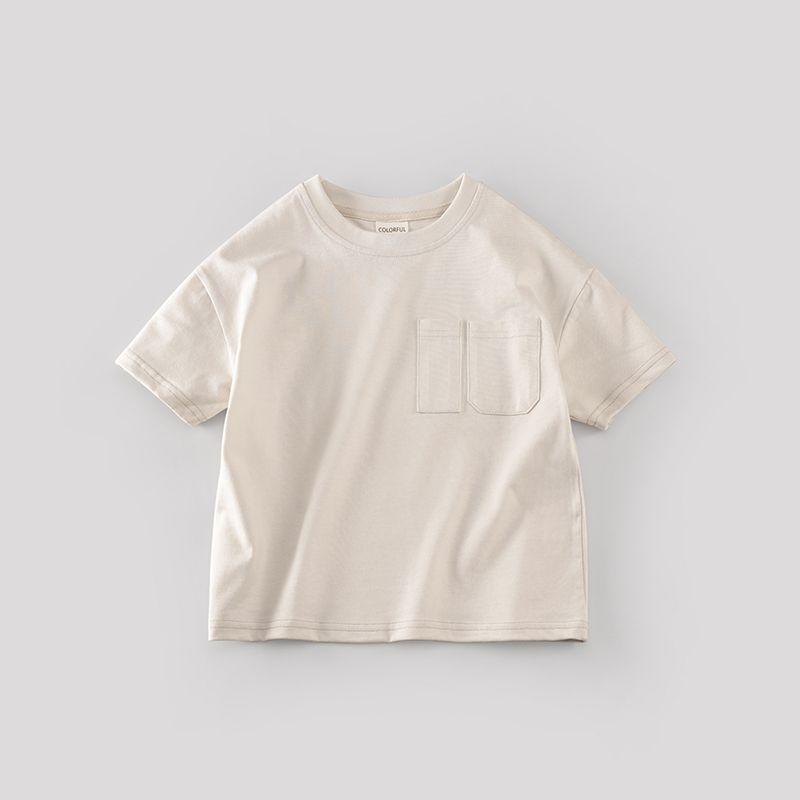 Summer Boys' Short Sleeved T-shirt White Children's T-shirt Half Sleeved Solid Color Top