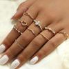 Retro Geometric Love Bracelet & 9-Piece Ring Set