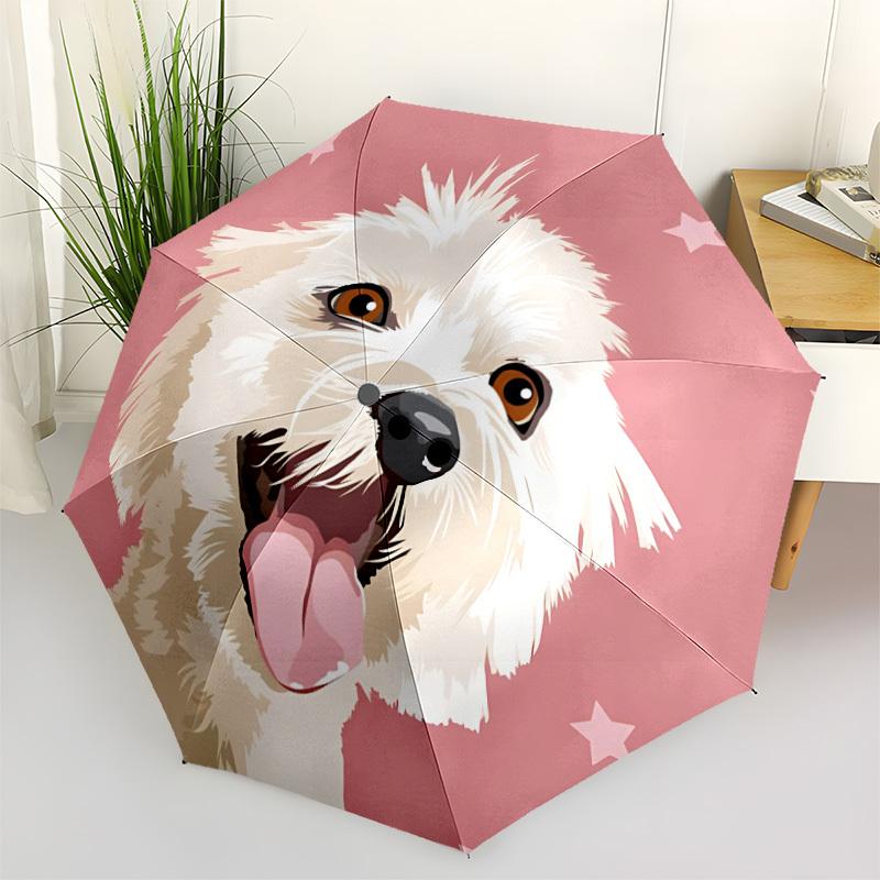 

1pc Poodle Pet Automatic Folding Umbrella - Portable Collapsible Design, 8-Rib Iron Frame, Durable Fabric yy251125203