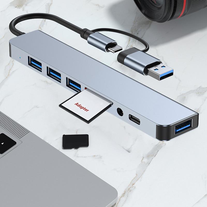 8 Ports USB C HUB USB A TYPE-C HUB Concentrator USB C Docking Station 5Gbps Multi Adapter SD TF Card Reader For MacBook Air PC