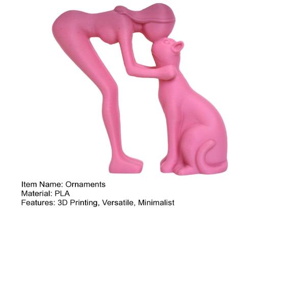 3D Printed Minimalist Woman Petting Cat Figurine Black White Love Statue Modern Art Sculpture for Desk Shelf Home Decor Creative Gift for Couples