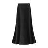 Qooth Mermaid Pencil Skirt Elastic Waist A Line Mid Length Skirt with Decorative Metal Buttons QT2759
