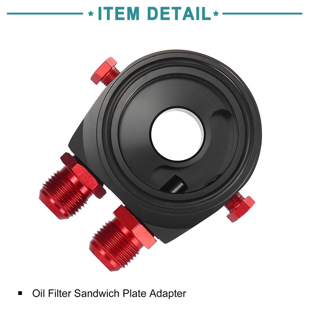 ACROPIX Filter Sandwich Plate Thermostat Adapter AN10 Fitting Cooler 3/4-16 UNF Black Red 1pcs