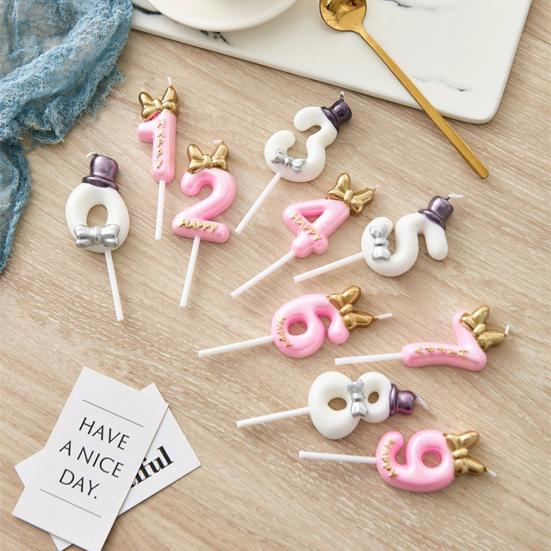 Birthday Candle Durable 10 Digits Optional Lovely Exquisite Romantic Decorative Eco-Friendly 0-9 Number Digital Candles for Birthday
