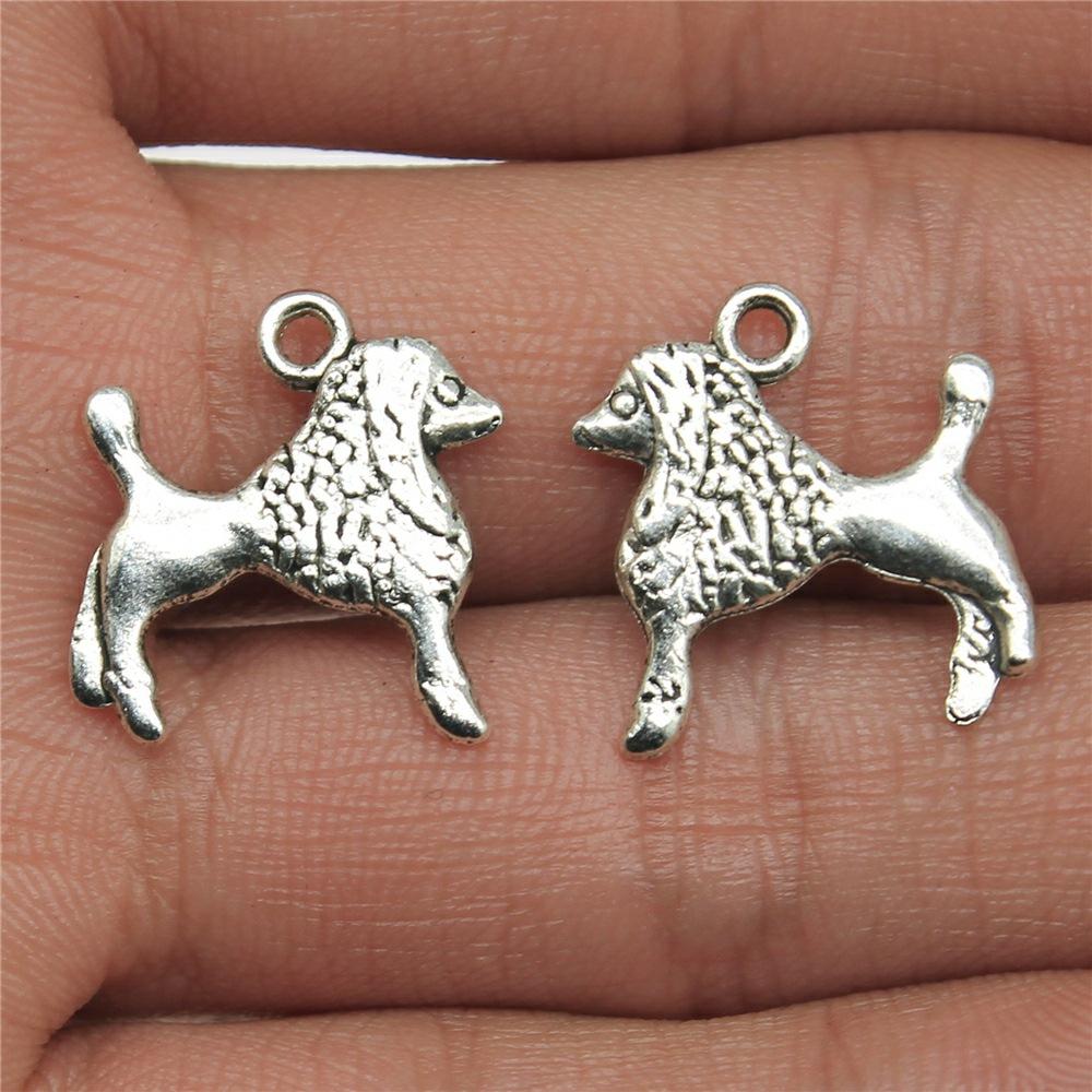 20pcs Puppy Dog Dachshund Bulldog Doghouse Charms Antique Silver Color Plated Pendants Jewelry Making DIY Handmade Craft