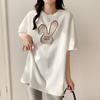 Medium and Long Cotton T-shirt Women's Short-sleeved 2025 New Loose Large Version with Shark Pants Half-sleeved Top T-shirt
