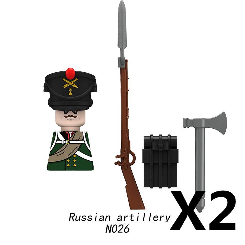 MOC Wojskowy Wojny Napoleońskie Francuski Rosyjski Figurka Armia Klocki Budowlane Żołnierz Broń Pistolety Miecz Plecak Akcesoria Klocek B137
