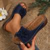 2026 Spring Summer Women's Wedge Platform Peep Toe Slippers Floral Decoration Outdoor Casual Slides