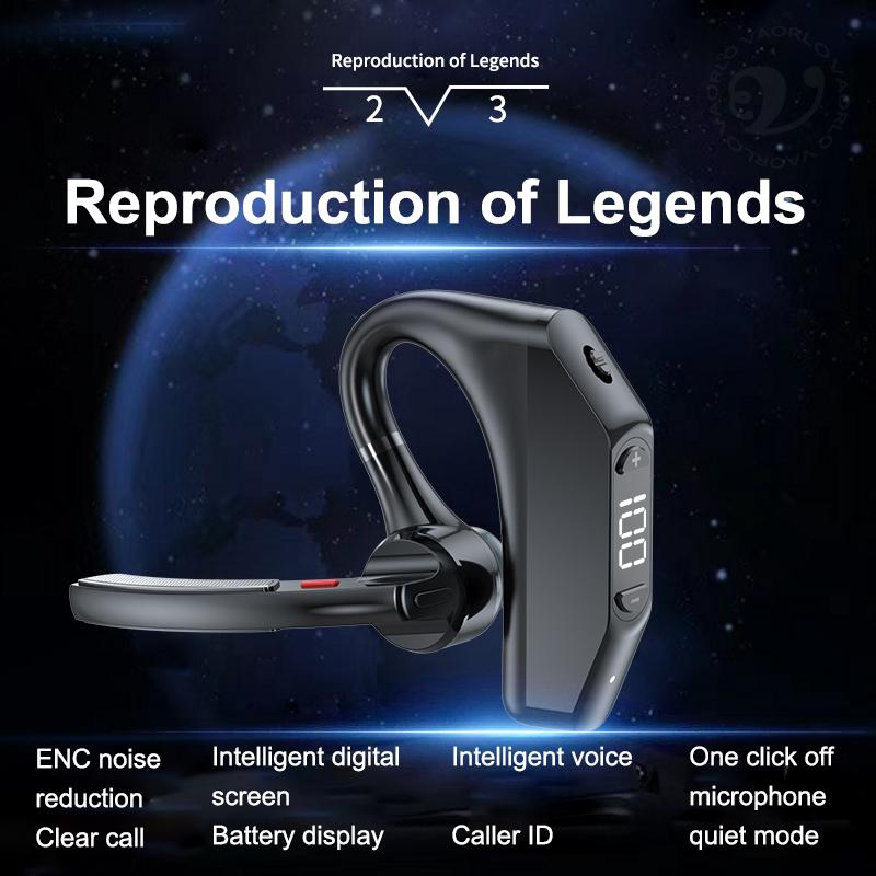 Bluetooth Business Earphones Talk/Music Time 20/30 Hours LED Digital Display With MlC Noice Cancelling Wireless Headset
