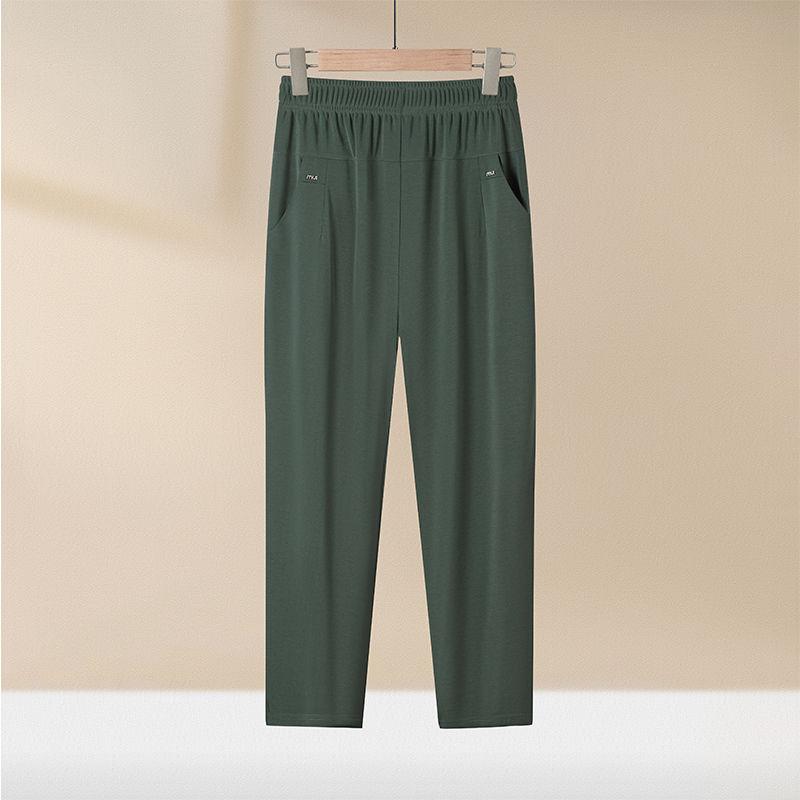 Middle Aged Women's Pants Summer Thin High Waiste Elastic Loose Straight Pants Female Casual Trousers
