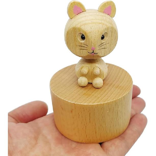 Uroczy Mały Niedźwiadek Mini pozytywka, Drewniana Mechaniczna Pozytywka ze Zwierzątkami, Pozytywka Prezent Śpiewająca Zamek na Niebie, Najlepszy Prezent dla Chłopca Dziewczynki