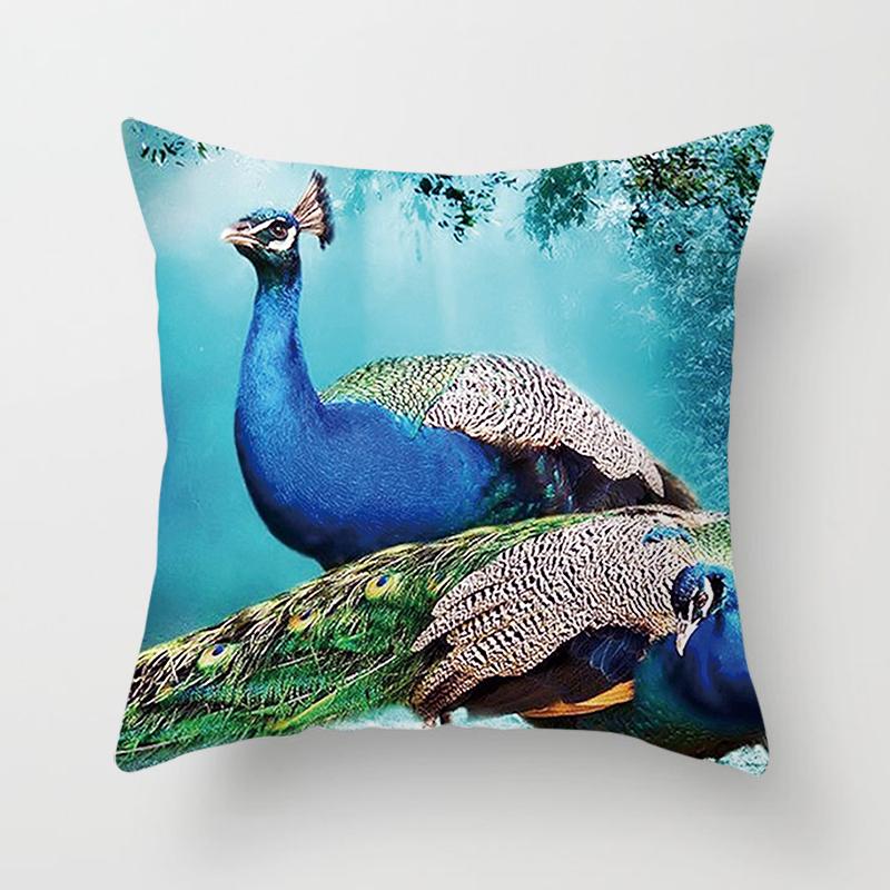 Peacock Print Pillow Decoration Home Car Sofa Cushion Cover Bed Animal