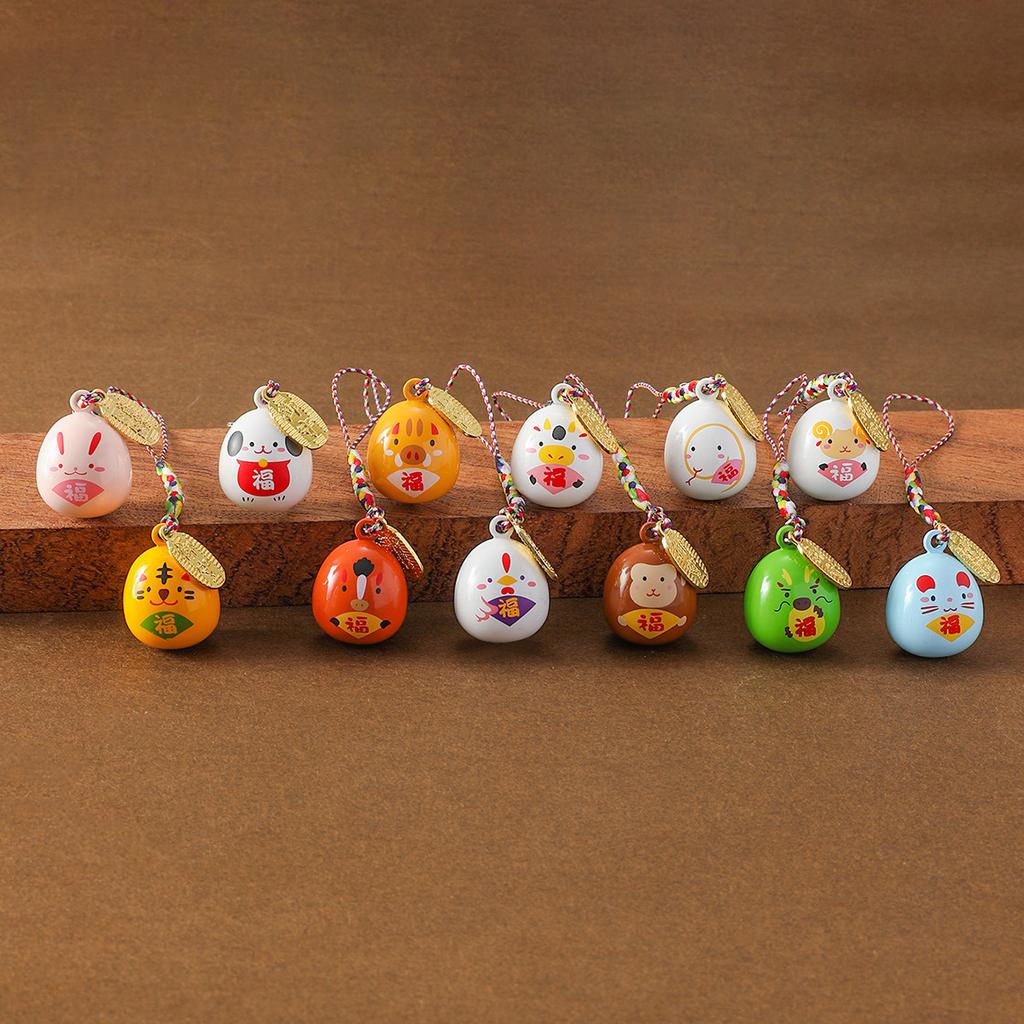 Ny Japansk Stil Sensoji Tempel Vattenljudsklocka Hänge Zodiak Omamori Lyckoamulett Liten Hängande Prydnad för Väskor Dekoration