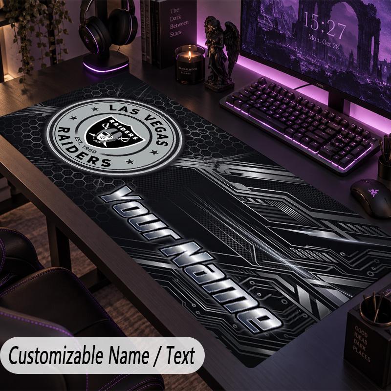 Large Mouse PadLas Vegas Raiders Custom Name Text Personalized Desk Mat Non Slip Gaming Pad