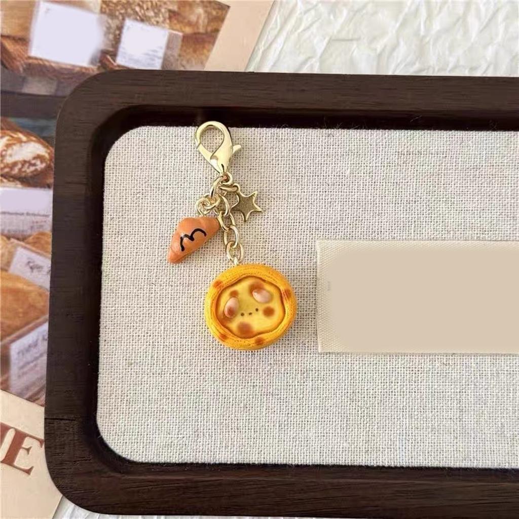 Original Egg Tart Buckle Keychain Unique Creative Designs Sturdy Alloy Resin Materials for Backpack Decoration