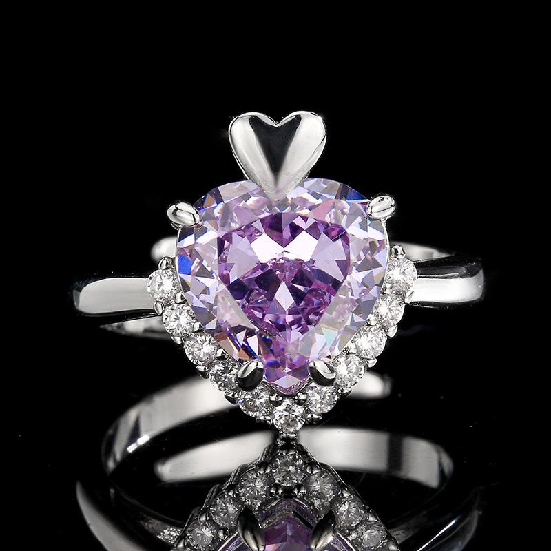 Jewelry Jewelry Set High Carbon Diamond Earrings Necklace Ring Heart Shape Design Fashion Women'S Jewelry Goods