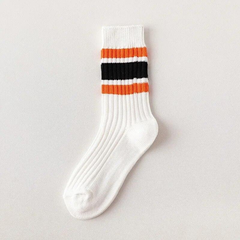 Новые модные полосатые спортивные носки до середины икры с цветными блоками — фото 8
