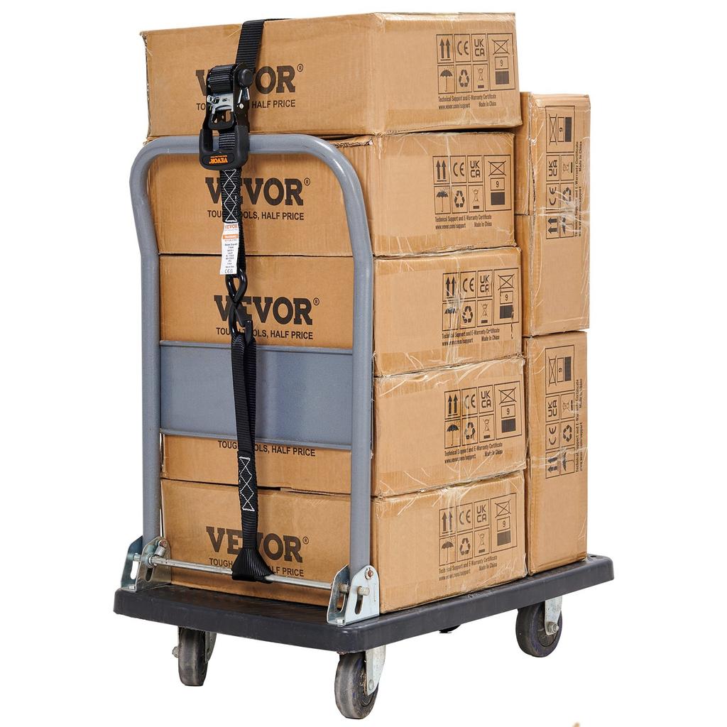 VEVOR Spanngurte mit Ratsche (4 Stück), Max. Bruchfestigkeit 5208 Pfund, Enthält 4 Premium 1,6" x 8' Ratschezurrgurte mit gepolsterten Griffen