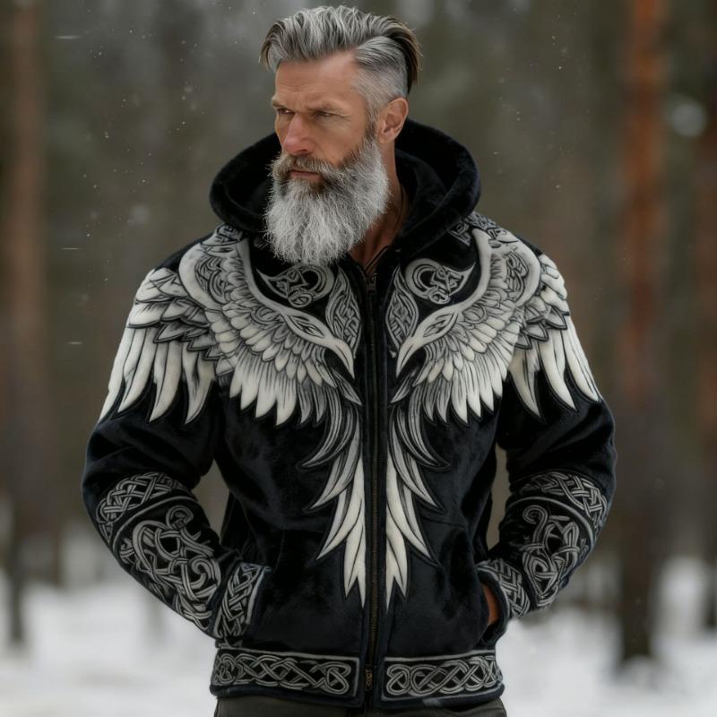 Men S Flannel Hooded Zip Up Sweatshirt 3d Print Winter Warm