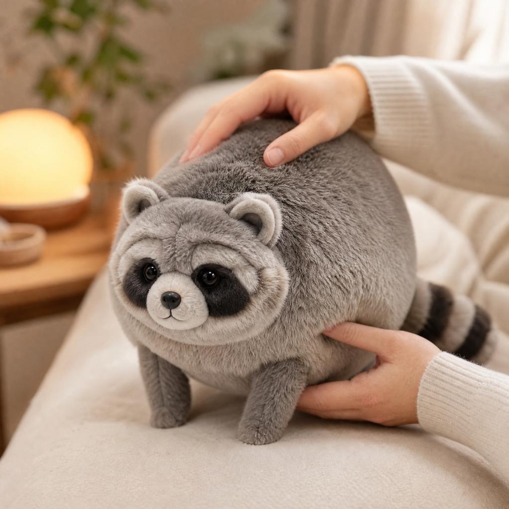 Plush Raccoon Stuffed Animal Toy Round Cute Soft Plushies for Kids Gifts