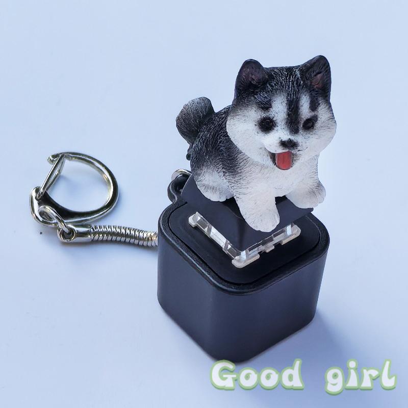 Keyboard Fidget Keychain, Cat Fidget Toy Can Make Cat Sounds Keychain, Rechargeable Stress Reliever With Lights