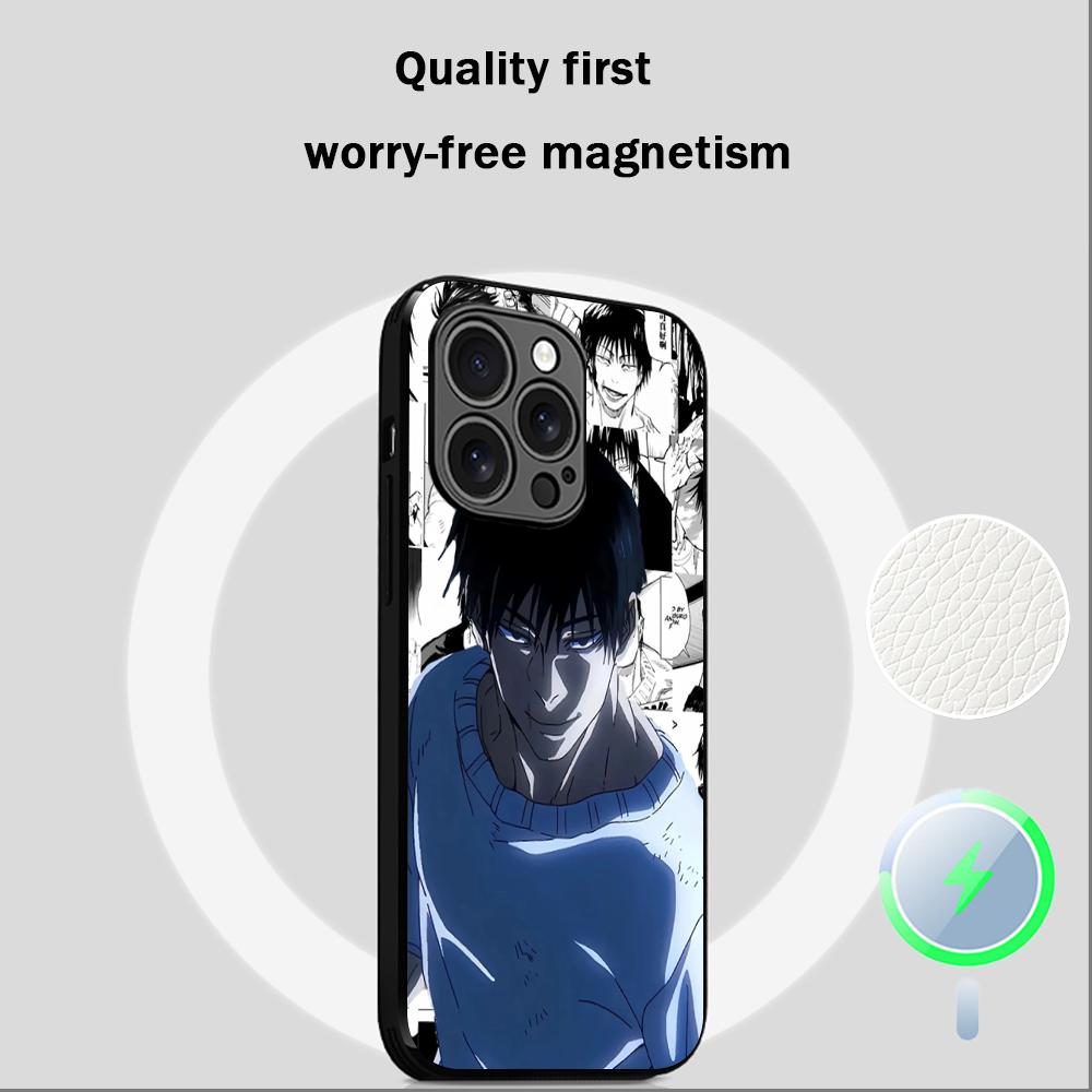 Custodia per Telefono Super Cool Toji Fushiguro Classico Anime Per iPhone 17 16 15 14 13 12 Plus Pro Max Lusso di Alta Gamma Magsafe Pelle di Pecora