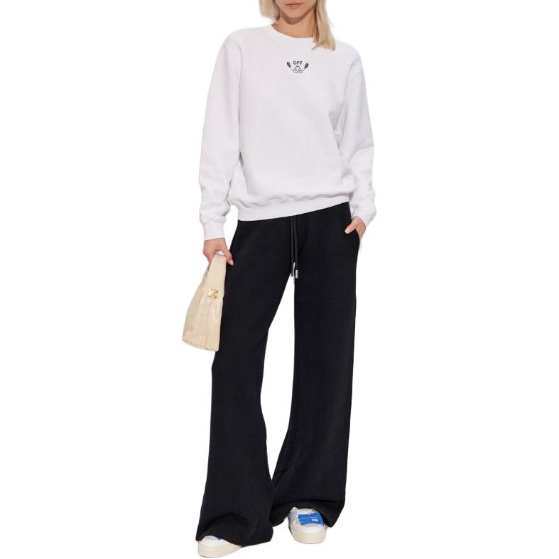 Off-White Solid Color Lace-Up Wide-Leg Casual Pants Loose Fit Women bottoms Black OWCH022S24FLE0021010
