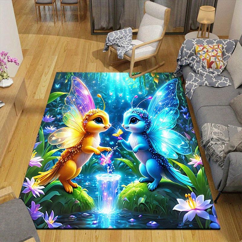1pc Dreamy elf Print, Design Indoor Area Rug, Soft, Anti-Slip, and Durable Gaming Room Decor for Bedroom, Living Room, and Exercise Rugs, Pe