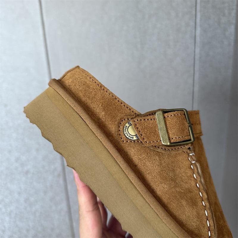 New metal buckle slippers women's snow boots leather outdoor leisure with bag head cowhide non-slip snow boots