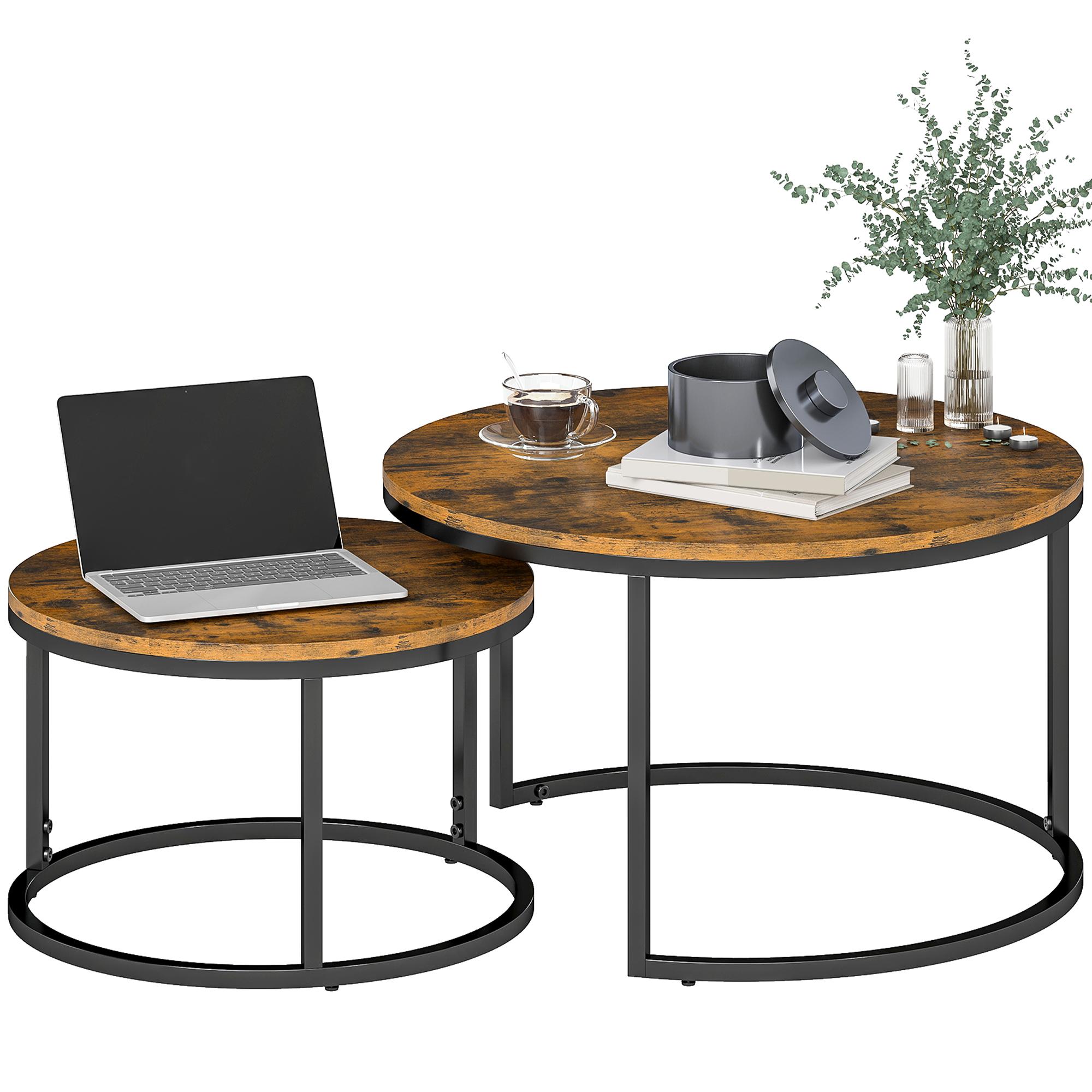 Set of Two Wood-Effect Stacking Tables