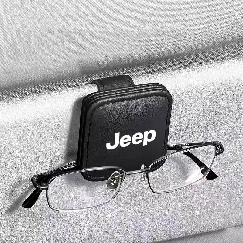 Car Sunglasses Holder Eyeglasses Hanger Sun Visor Glasses Clip For Jeep Grand Cherokee Wrangler JK Gladiator Compass Renegade