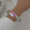 DIEZI 3 Style Trendy Exaggerated AB Pink Resin Acrylic Bangles Ethnic Geometric Wide Bangles For Women Men Bracelet Jewelry