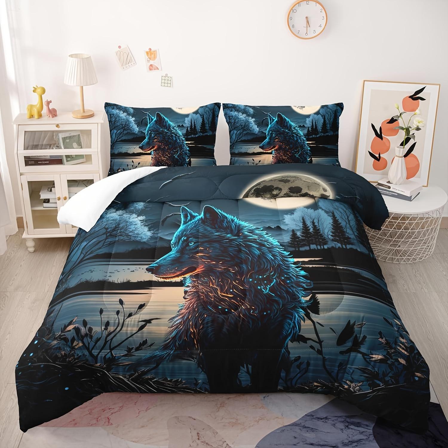

[Cartoon Wolf] 3D Cartoon Comforter Sets | Cartoon Wolf Bedding Sets, Moon And Cartoon Wolves Comforter Sets EU Twin(135x200cm)