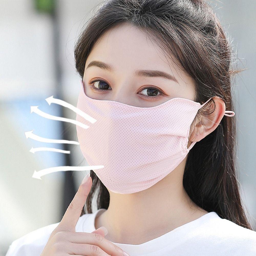 Color Hiking For Girl Outdoor Sun Protection Face Scarf Ice Silk Mask Face Cover Sunscreen Mask