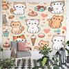 Cute Cats and Sweets Pattern Tapestry Pattern Wall Hanging Tapestry Decorative Tapestry Home Decor for Bedroom and Living Room