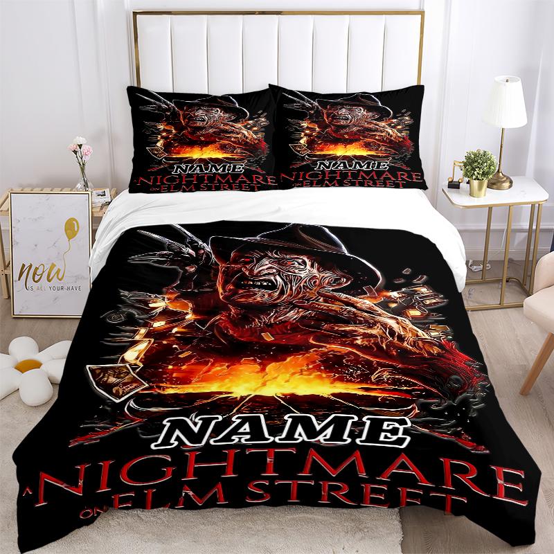 Custom Textile Nightmare Horror Bedding 3 Piece Set HD Print Duvet Cover Pillowcases for Teens Adult Bedroom Decoration