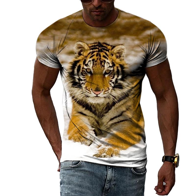 New Year Animal Tiger Graphic T Shirts For Men Summer Fashion Casual Hip Hop Harajuku Style T-shirt 3D Personality Print Tee Top