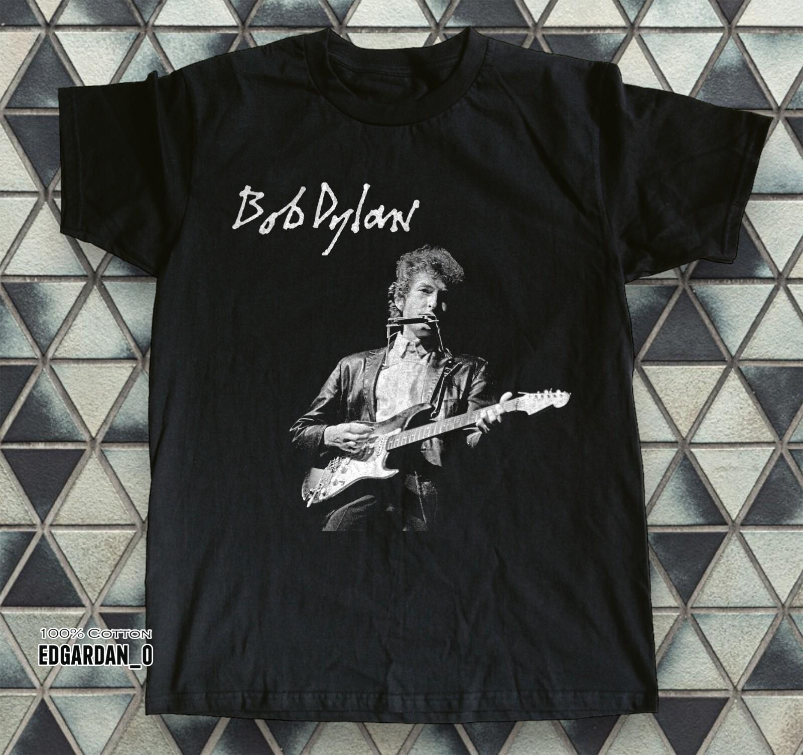 Bob Dylan American Singer-Songwriter Heavy Cotton Black T-shirt S-5XL S