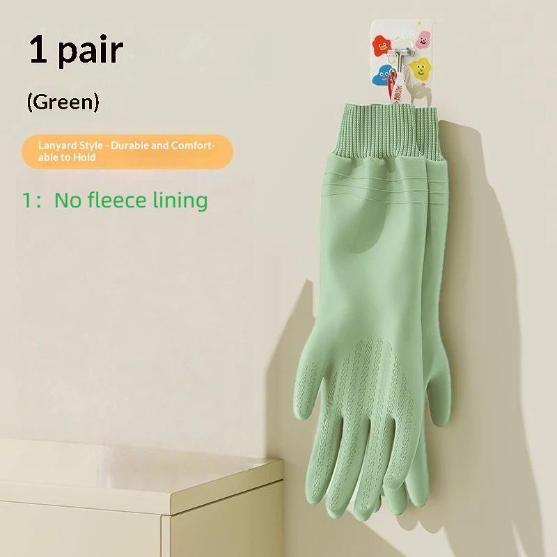 1 Paar Wasserdichte Spülhandschuhe Reißfest Warmes Fleece Reinigerhandschuhe Verdickte Gewindebündchen Manschette Wäschehandschuhe