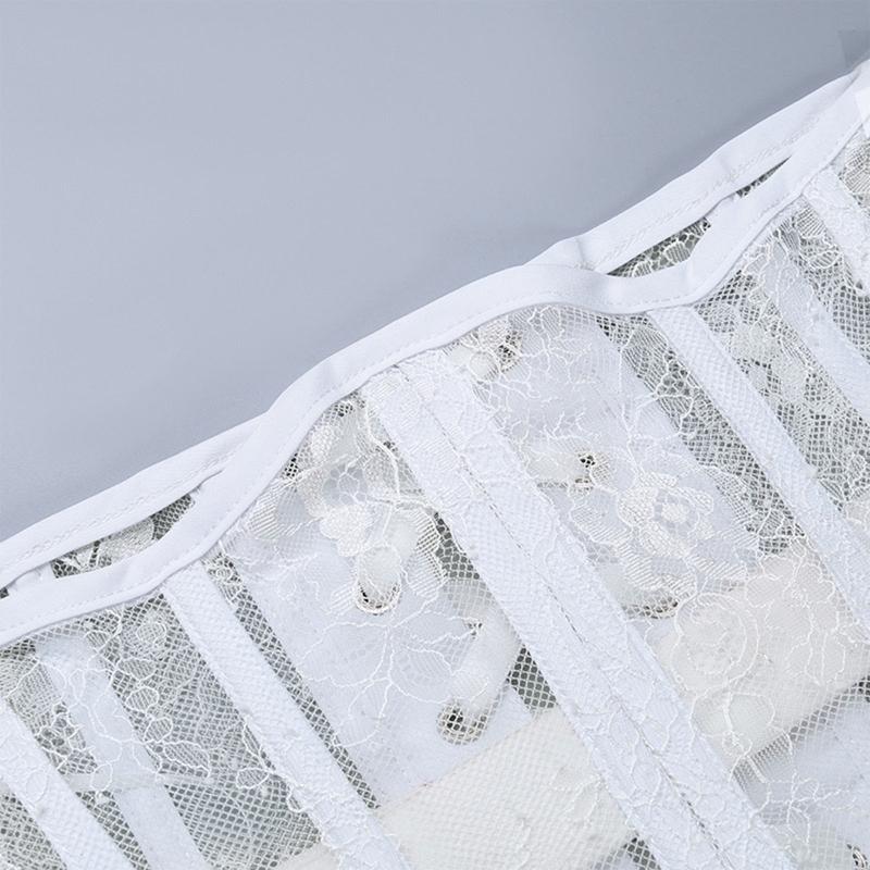 Waist Lace and Floral Trainer Women Corset Cincher Body Shaper Girdle Trimmer with Plastic Bones Extender Waist Decors