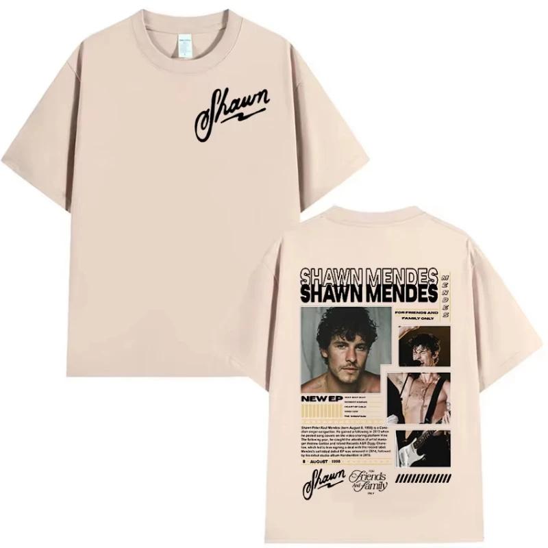 Raper Shawn Mendes Album 2025 Graficzne Koszulki Damskie Hip Hop Retro Koszulka z Krótkim Rękawem Bawełniana Oversize T-shirt Letnie Topy