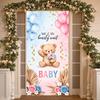Shower Banner Watercolor Art Shower Background Party Banner Floral Decoration Teddy Bear Celebration Banner For Indoor