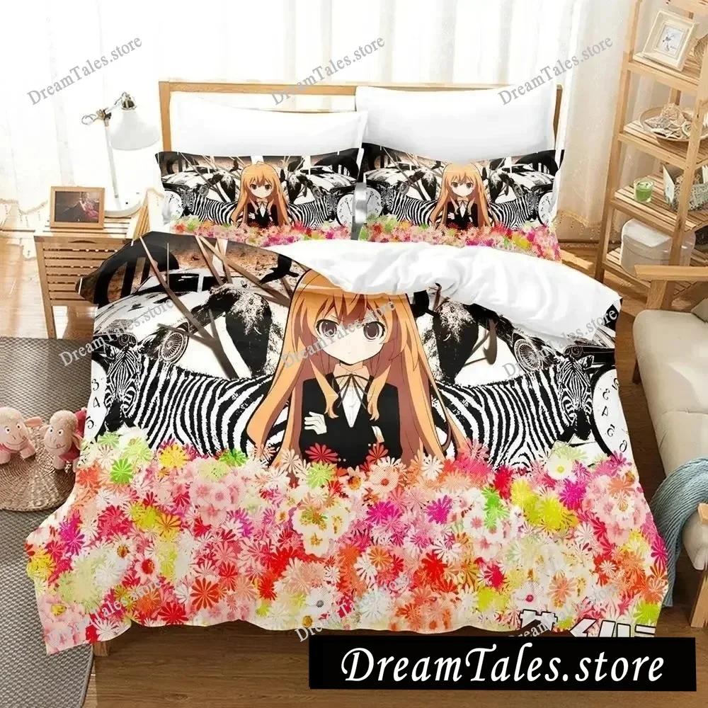 Toradora New Bedding Set Cartoon Anime Adult Kid Bedroom Duvet Cover Sets 3D Kawaii Girls Roupa De Cama Casal
