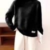 Women's Semi High Neck Sweater Thick and Loose Top Autumn and Winter Base Sweater