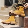 Fashion men luxury fashion tooling work boots genuine leather shoes big toe cowboy platform boot handsome outdoors desert ankle botas