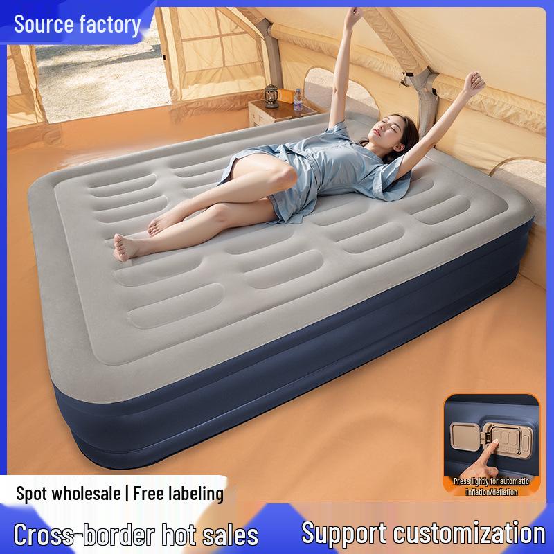 Inflatable Raised Air Mattress for Camping - Single/Double Portable Electric Flocking