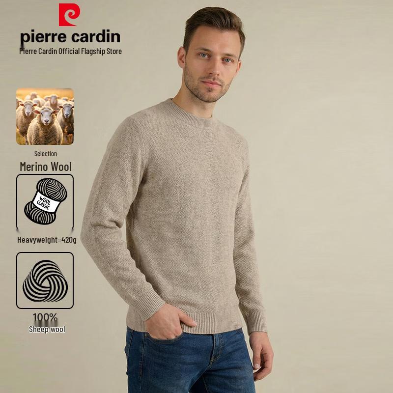 Pierre Cardin Men's Thick 100% Lambswool Round Neck Sweater