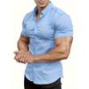 Men Short Sleeve Turn Down Collar Solid Casual Shirt