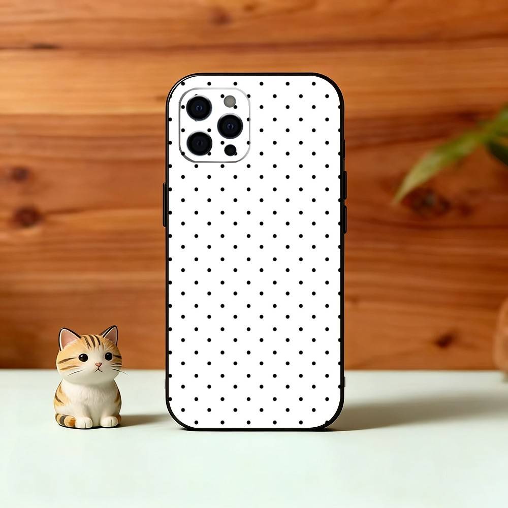 Klassische Polka Dot Handyhülle Für iPhone 17,16,15,14,13,12,11 Plus,Pro Max,XS,Weiche Silikon Schwarz Hülle